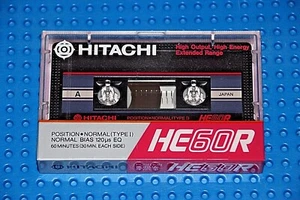 HITACHI  HE60R   1985 JAPAN  TYPE I    BLANK CASSETTE TAPE (1) (SEALED) - Picture 1 of 3