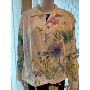 Alfred Dunner Pastel Watercolor Floral Jacket - 16P - Picture 1 of 5