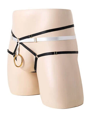 Sexy Tanga de Metal para Hombres con Junta Tórica Nalga Abierta Correa Deportiva Tanga Lencería Ropa Interior Foto 1 de 4