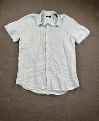 Theory Men’s L Linen Cotton Shirt Short Sleeve Button Down Casual Summer - Image 1 of 4