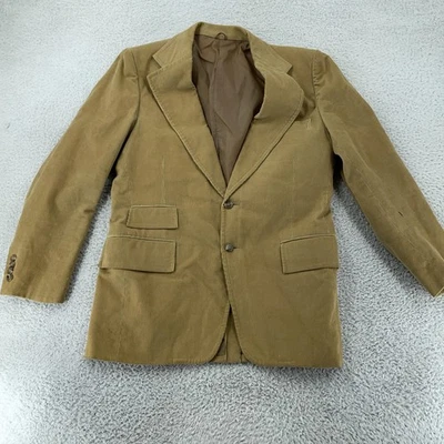 Vintage Sears Roebuck Corduroy Blazer Jacket Mens Fits 40 Tan Button Lined 70s - Image 1 of 4