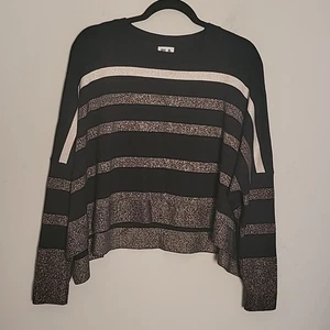 Planet by Luren G pima cotton modal striped crop boxy sweater OS - Picture 1 of 8