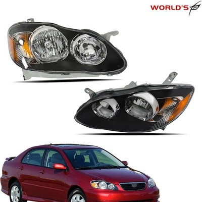 Pasenger&Driver For Toyota Corolla 2003-2008 Halogen Black Headlight Assembly - Image 1 of 4