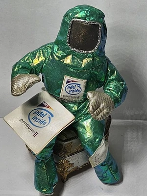 INTEL INSIDE 1997 Metallic Green Pentium II Space ASTRONAUT Beanie Vintage - Image 1 of 4