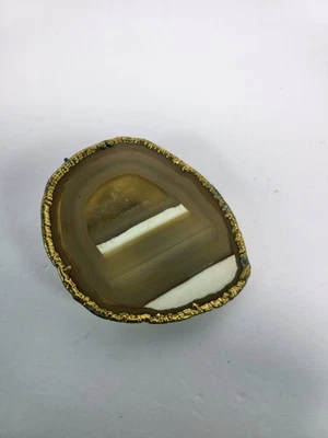  Hebilla de cinturón de ágata pulida adorno de metal dorado de colección Foto 1 de 4