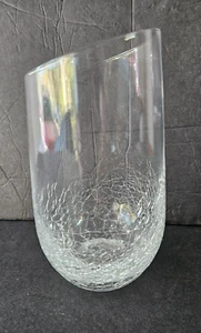 Pier 1 CRACKLE Slanted Angled RIM Glass Stemless Wine Glass 5 3/4 " Tall - Picture 1 of 8