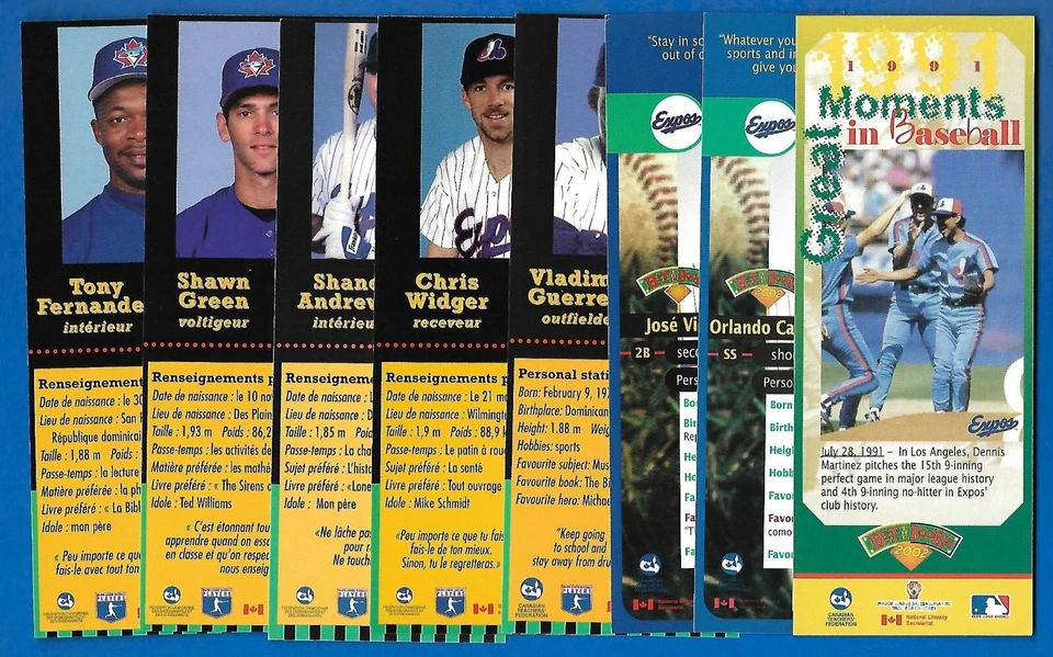 TORONTO BLUE JAYS & MONTREAL EXPOS 1995-2002 BOOKMARK HIT THE BOOKS SEE LIST - Image 1 of 1