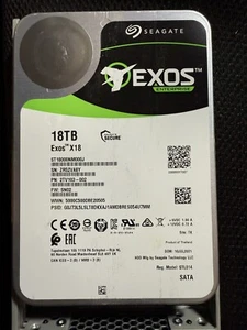Seagate Exos X18 18TB Internal HDD 7200RPM, 3.5-inch, SATA III - (ST18000NM000J) - Afbeelding 1 van 1