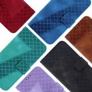Emboss Leather Wallet Phone Case For Huawei P50 Pro P40 P30 P20 P Smart Z - Picture 1 of 12