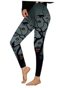 Women's Halloween Funny Graphic Skinny Leggings X-Large Pumpkin Dark - Picture 1 of 7