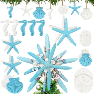 Coastal Christmas Tree Decor with 20 Pcs Resin Starfish Ornaments Christmas Coas - Picture 1 of 6