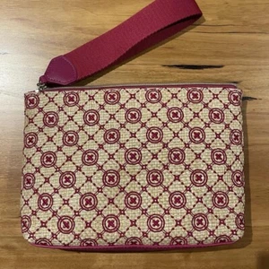 Mimco Mim Gram Vacay logo S22 pouch in dahlia pink and straw - Picture 1 of 7