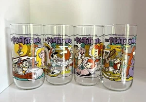 VTG 1991 Complete Set 4 HARDEE'S Flintstones 30th Anniversary Collector Glasses - Picture 1 of 24