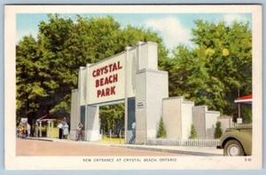 NEUER EINGANG KRISTALL STRAND PARK ONTARIO KANADA VINTAGE POSTKARTE UNBESENDET - Bild 1 von 2