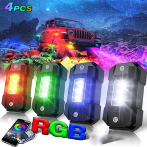 4 Pod RGB LED Rock Lights Kit Bluetooth APP Control Neon Light for Jeep ATV UTV - Picture 1 of 11