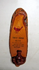 Vintage rustikales Holz Kardinal Hillbilly Zahnbürste Wandhalterung Halter - Bild 1 von 6