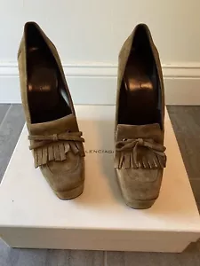 NWB Balenciaga Platform Wedge Moccasins Suede Size 37.5 - Picture 1 of 7