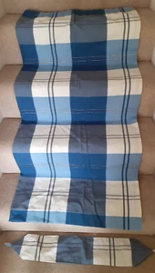 Vintage Pair of Pretty Blue & Cream Farmhouse Check Curtains with Tie-Backs - Picture 1 of 3