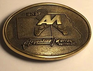 Burlington Northern Argentine Murray Mechanical BNSF Brass Belt Buckle FREE SHIP - Picture 1 of 9