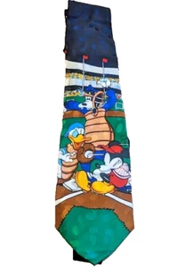 Disney Mickey Mouse Donald Duck & Goofy Baseball Men’s Tie - Picture 1 of 4