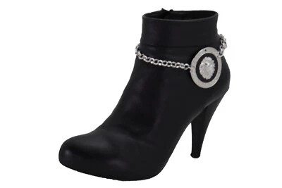 Berloque feminino prata corrente de metal pulseira bota ocidental sapato moeda leão ajustável - Imagem 1 de 4
