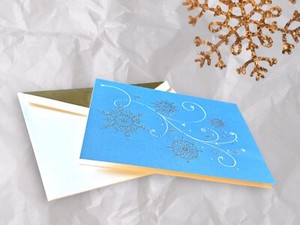 Crane & Co. William Arthur Christmas Cards, Blue w/Silver Snowflakes