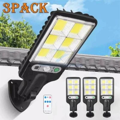 3Pcs Outdoor Solar Wall Light LED Motion Sensor Bright Flood Street Lamp 3 Modes - Image 1 of 4