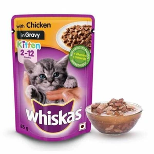 Whiskas Kitten (2-12 months) Wet Cat Food, Chicken in Gravy 6 Pouches 85 gm each - Picture 1 of 8