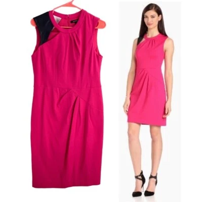 全新带标签 Nanette Lepore Hot 粉红色小行星不对称皮革肩带紧身连衣裙 8 — 第 1/4 张图片