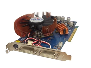 GeFORCE 6600GT 128MB GDDR3 AGP GRAFIKKARTE S-VIDEO 2xDVI ZALMAN KÜHLER #GK11469 - Picture 1 of 2