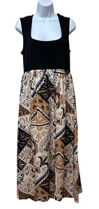 Anthropologie Abito Midi Senza Maniche Stampato Due Parti Tank Nero Taglia L - Foto 1 di 9