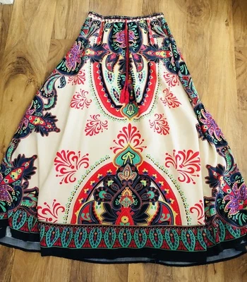 Flying Tomato Maxi Skirt Women's Boho Floral Rayon Colorful Hippie Artsy Small - Image 1 of 4