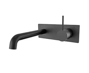 Wall Mounted Brass Bathroom Basin Mixer Tap Matte Black Hot & Cold Faucet Set - Picture 1 of 4