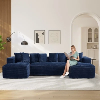 Sofá seccional modular de 130" de asiento profundo sin hueso sofá nube con chaise lounge Foto 1 de 4