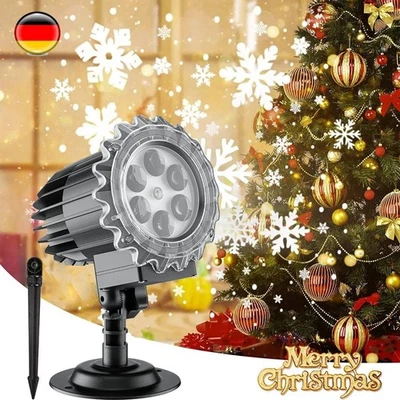 LED Strahler Schneeflocken Led Projektor Weihnachten Weihnachtsbeleuchtung Außen - Bild 1 von 4