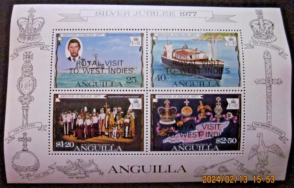 ANGUILLA~PERF MIN. SHT~S.G. MS 302~1977 ROYAL VISIT TO WEST INDIES. ~ MNH #05354 - Image 1 of 1