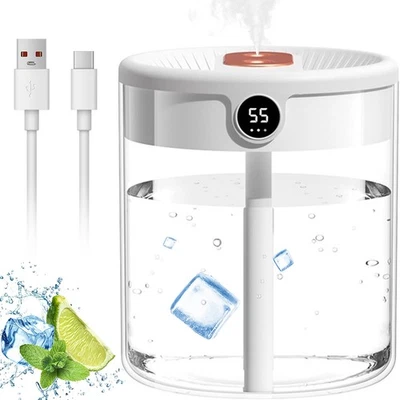 Großraum-Luftbefeuchter 2000ml Ultraschall Leise (36dB) mit Feuchtigkeitsanzeige - Bild 1 von 4