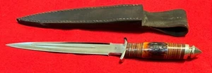 Jim Ort OZ Customized Large Tactical Fixed Blade D/E Dagger Knife, Sambar Stag - Picture 1 of 4