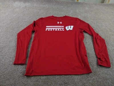 Camisa para hombre Under Armour roja manga larga Heatgear "Wisconsin Football" mediana Foto 1 de 4