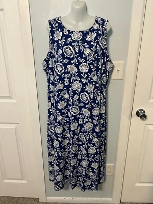 NWT Croft & Barrow Navy & White Floral & Paisley Sleeveless Dress   Plus Size 1X - Image 1 of 3