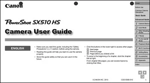 Canon Powershot SX510 HS Digital Camera User Instruction Guide  Manual - Picture 1 of 1