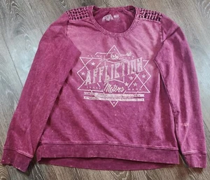 Affliction Motor Red Cutout Shoulder Inlay Sweatshirt Women’s Size XL  - Picture 1 of 6