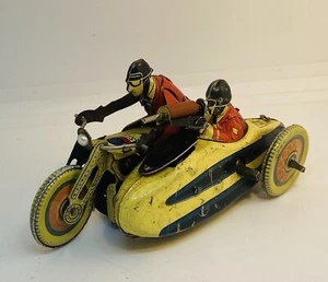 juguete de hojalata antiguo *SFA moto con carro lateral - Imagen 1 de 9