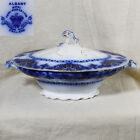 Johnson Brothers Albany Flow Blue Oval Covered Vegetable Bowl 6" Tall - Chip