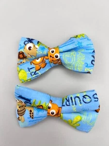 Lot of 2 Homemade Finding Nemo 4" Girl Hair Bows/ Boys Bow Tie- Nemo, Squirt - Picture 1 of 7