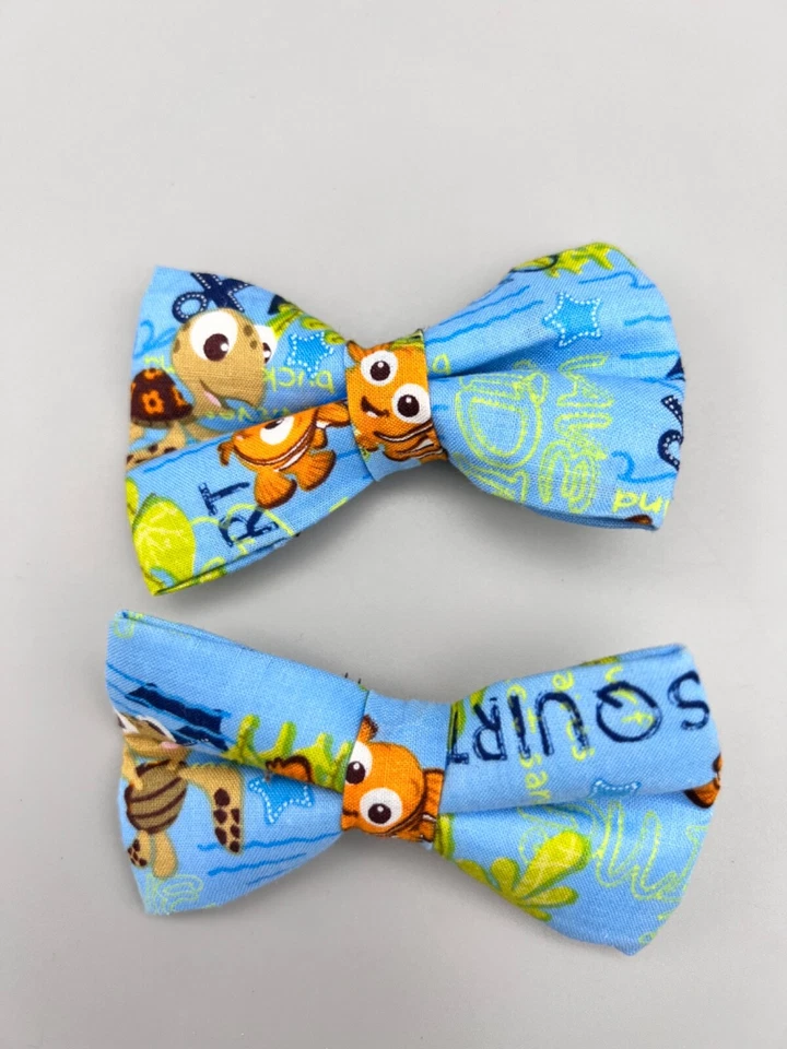 Lote de 2 moños caseros Finding Nemo 4" para niñas/pajaritas para niños - Nemo, chorro Foto 1 de 4