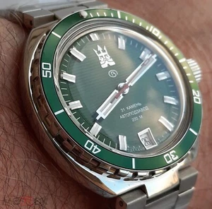 New mens watch Vostok Neptune 960896 Russian Watch Green Dial 20ATM Self-winding