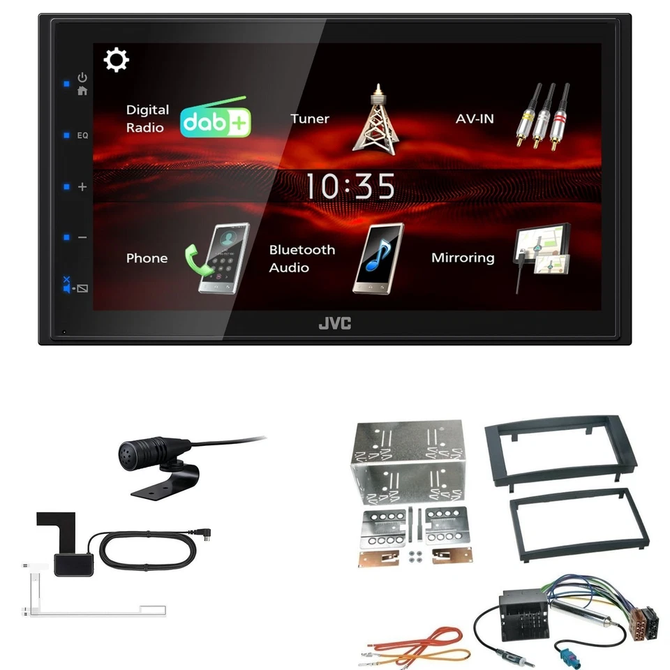 JVC Bluetooth 2DIN DAB+ für Volkswagen VW T5 Transporter 2003-2015 rechtwinkling - Bild 1 von 4