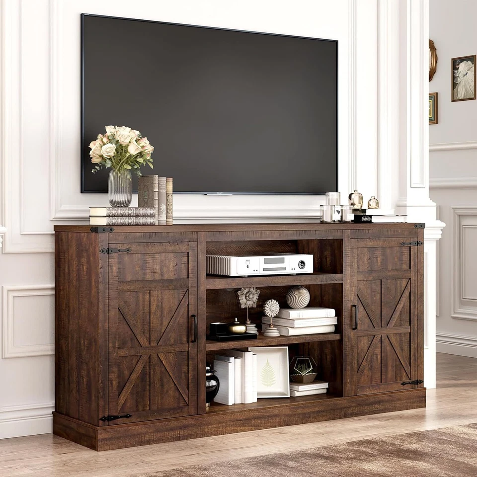 66" Farmhouse TV Stand, Entertainment Center with Power Outlets for 75/65" TVs Foto 1 de 1