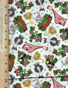 Bazoople Waterfall Tossed Animals 100% Cotton FABRIC priced by the Yard - Picture 1 of 1